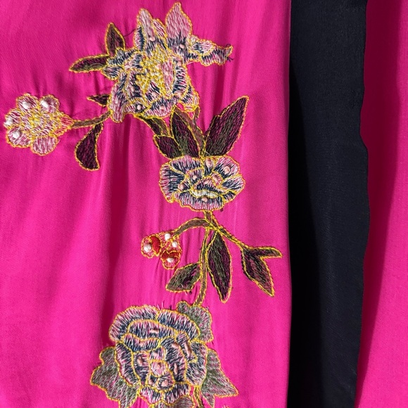 Free People hot pink embroidered floral long kimono size XS/S - Picture 15 of 16